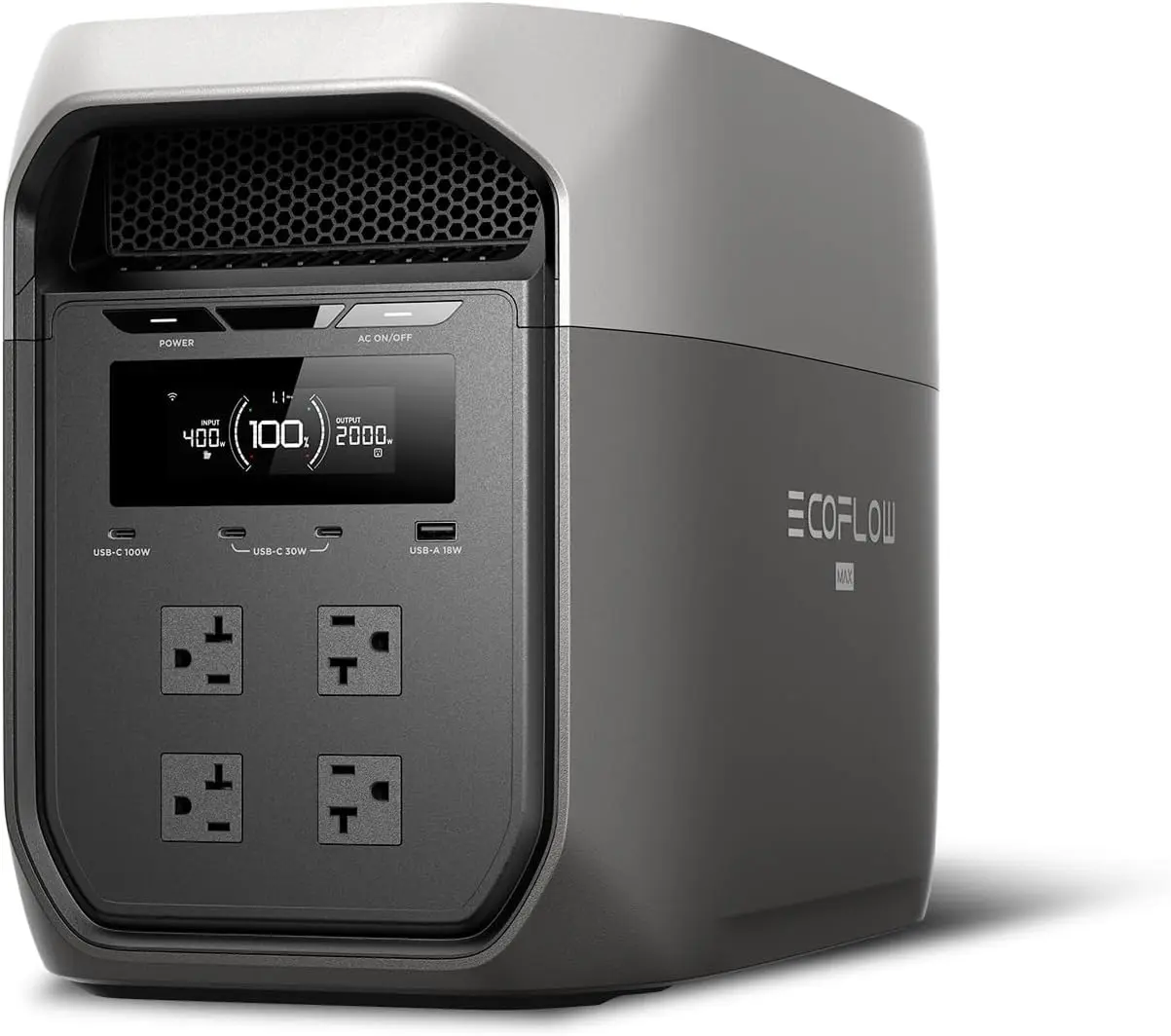 ECOFLOW DELTA 3 Max Portable Power Station, 2048Wh LFP Battery, 2400W | 3400W X-Boost Output, Ultra-Fast 0-80% Charging in 1.13 Hr, Home Backup & RV Camping, Solar Generator (Solar Panel Optional)