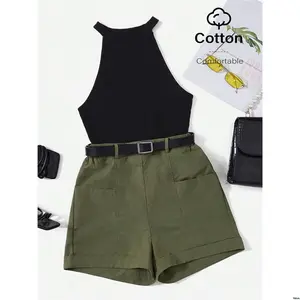 And Top Women Essnce tiktok 2pcs Halter Woven Shorts Set