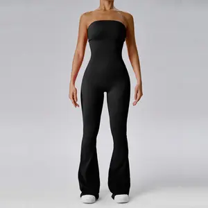 BODICE BODYCON ROMPER STYLE TUBE TOP WITH FLARED LEG