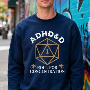 ADHD&D Roll for Concentration Shirt, Dungeons and Dragons Dnd T-shirt, DnD Vintage Tee, ADHD Unisex Tee DnD Shirt, RPG Gift