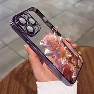 Pink Lotus Flower Protective Phone Case Soft to The Touch Suitable for Iphone 16 15 14 13 12 11 Protecting Camera Lenses Transparent Lightweight Shock-Absorbing Durable Stylish