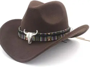 Western Cowboy, Cowgirl Hat, Multicolor Bull Strap, Men Women, One Size