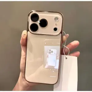 High-end Texture Ice Glass Large Window Phone Case for iP17 Pro Max/16/15/14/13 Wireless Transparent Aesthetic Protective Casing with Ice-Feel & Large View Window