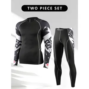 2pcs Men's Quick-Dry Athletic Set - Full-Zip Long Sleeve Compression Shirt & Pants, Moisture-Wicking Gym & Outfit, All-Season Workout Clothes for, Cycle For Men sport long-sleeved Lounge Casual Solid Women's tight hip windbreaker  suit summer sport