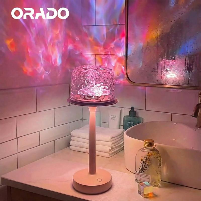 ORADO Aurora/Ocean Wave/Water Ripple LED Desk Lamp - 16-Color Mood Lighting, Waterproof Color-Changing, Dimmable Portable with Control, Bases & Shades, Room Decor, House Decor, Gifts for Women, Quirky Gifts