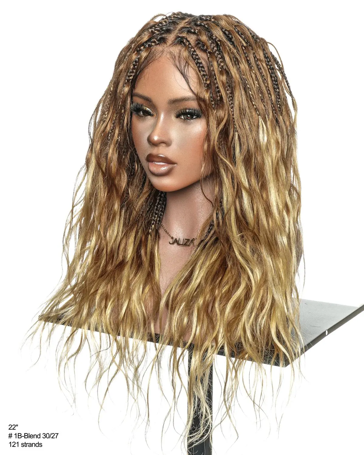 Michelle - 22" Salon-Style Balayage Ombre 30-27 Glueless Boho Box Braided Wig Lace Wig Boho Style Wigs