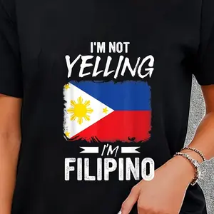 Filipino Pride TShirt  Im Not Yelling Im Filipino Graphic Tee with Philippine Flag Design Casual Short Sleeve Cotton Shirt for Men and Women  Men Black with Bold White Lettering Casual Wear Tee  Relaxed Fit Shirt  Soft Cotton Shirt Philippines Tshirt