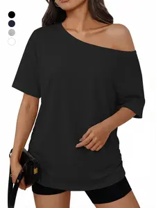 Sexy off Shoulder Ruched Tunic Top, Oversized Short Sleeve, Slimming Waist Detail, Summer Y2K Streetwear, Fitted, Plain Pattern, Womenswear