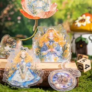 Glitter PET Sticker, 10pcs/set Scrapbooking & Journal Making Material Paper, DIY Decorative Sticker Vibrant for Stationery Computer Water Bottle