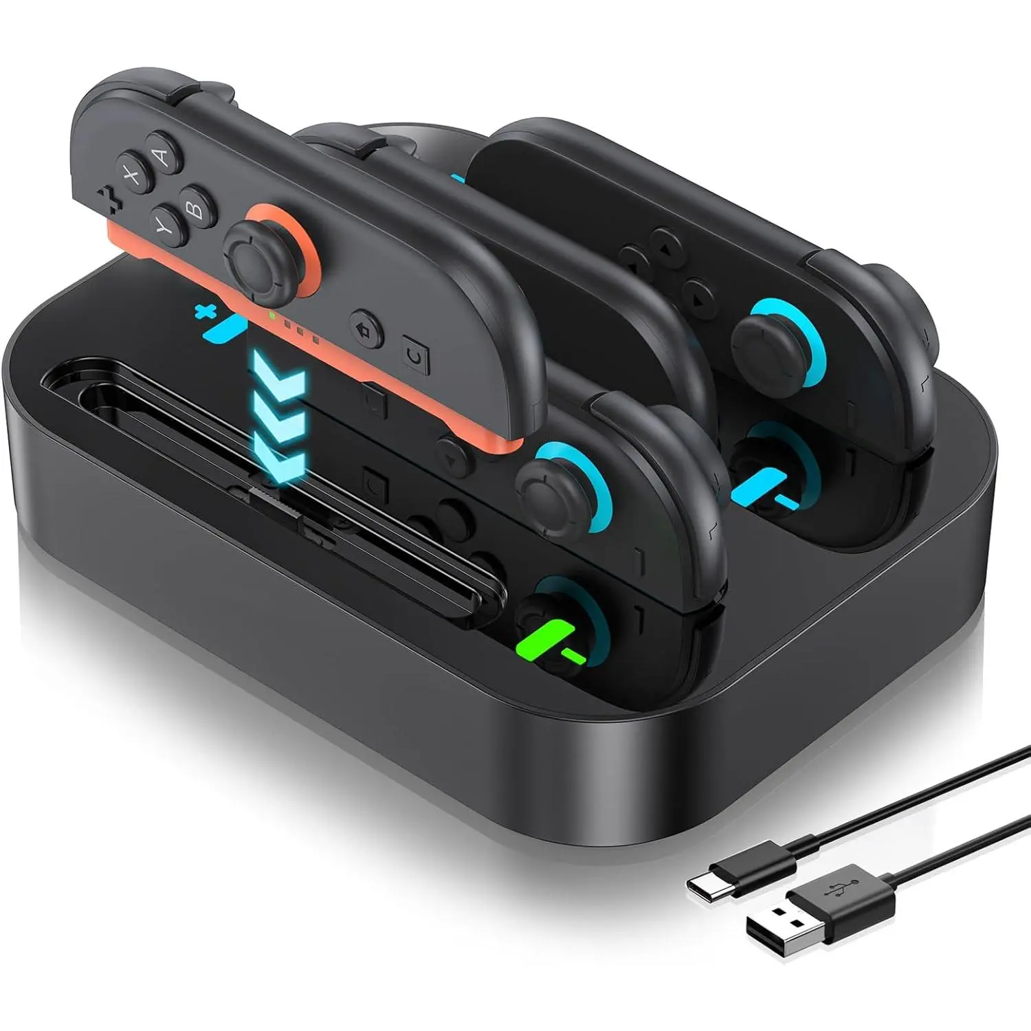 X-CGR03 4-in-1 Game Console Charging Dock for Nintendo Switch 2, 2 Joy-Con Charger, 2.5H Fast Charging, LED Status Indicator, Organized Accessory Storage Stand