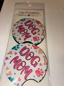 Dog mom car coasters