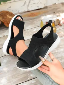 Women's 2026 Summer Vacation Essential Knit Open Toe Sporty Strapy Sandals, Cutout Slingback Comfort Platform Footwear for Beach, Walking & Casual Summer Days