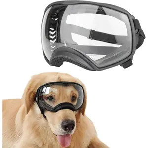 Clear Dog Goggles for Large Dogs, Dog Sunglasses Large Breed, Driving Dog Eye Protection Glasses, Windproof Dustproof, Adjustable, Transparent
