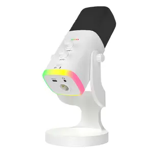 USB Gaming Microphone with RGB Light, Plug & Play Podcast Streaming Mic for PC PS4 PS5 Phone, Professional Condenser Mic for Streaming, Twitch, YouTube, Podcasts, Voice Recording
