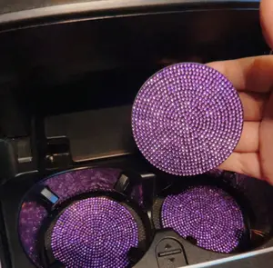 1pc Rhinestone Decor PVC Car Coaster