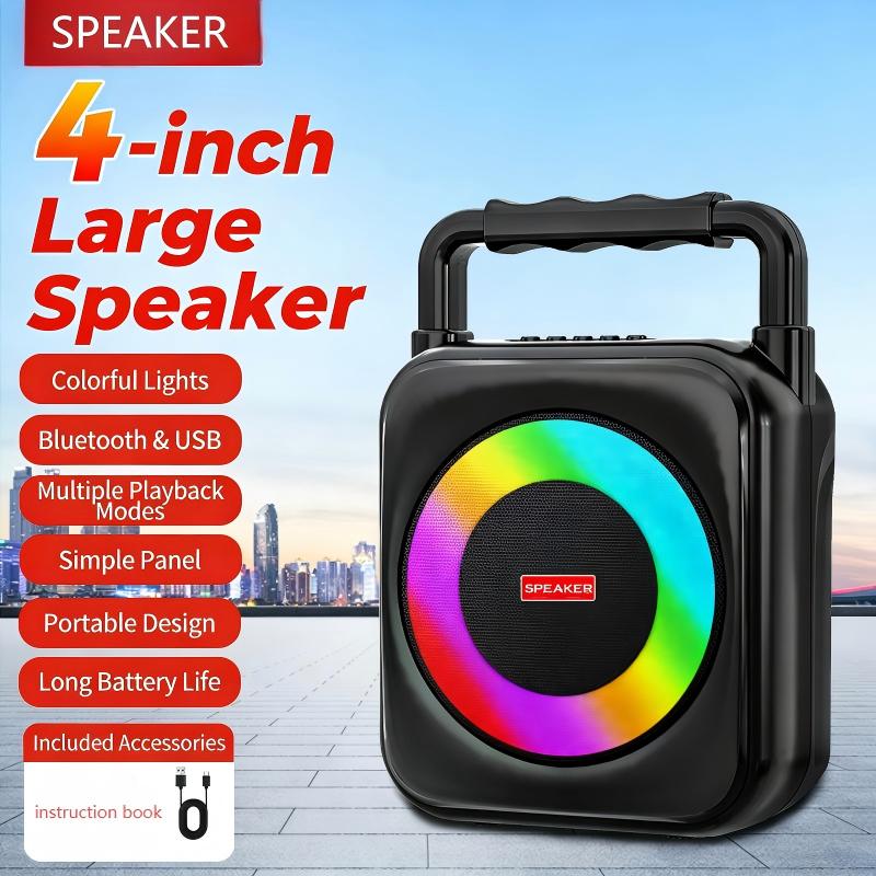 Portable Bluetooth Speaker with Handheld, Built-in LED RGB lights, Supporting USB/TF Card/AUX/BT 5.1 Playback Functions, Boombox for indoor Outdoor Camping Party Music Play