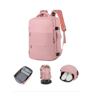 Summer Solid Color Backpack, Casual Versatile Waterproof Zipper Backpack for Women, Multi-Pocket Travel Backpack, with Independent Shoe Storage Bag