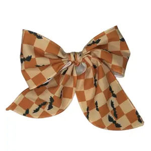 Checkered Bat Bow | Halloween Hair Bow on Alligator Clip | Handmade Bow