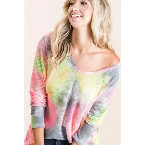 BiBi Tie Dye Print Low Gauge Knit Top