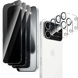 3pcs Mobile Privacy Screen Protectors+3pcs Camera Screen Lens Protectors, Compatible With Iphone 12 13 14 15 16 17 Pro/Pro Max/Air Series, Easy To Install, Anti Fingerprint Screen Protection Essentials, Applicable To Daily Shield, Office, Home Daily