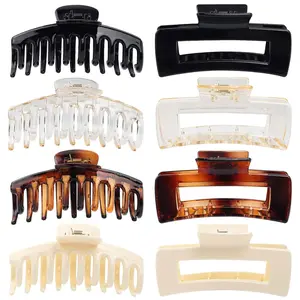 Claw Clip Hair Clip 8 Pack 4.3 Inch Rectangular Hair Clips for Women Girls Large Hair Jaw Clips Hair Clamps