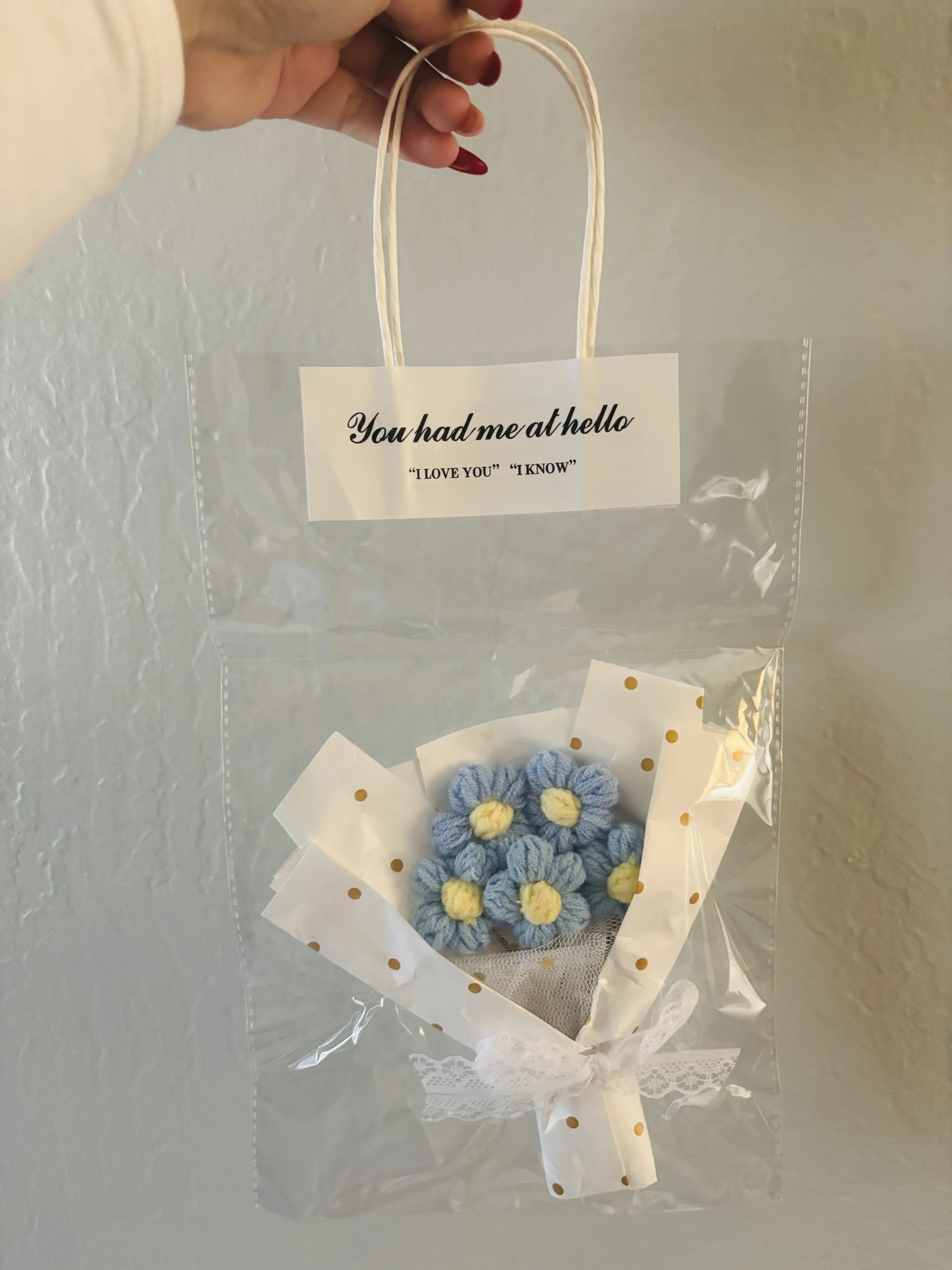 Handmade Crochet Flower Bouquet – Mini Knitted Daisy Flowers Gift