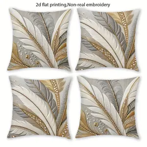 Pearl & Feather Decorative Pillow Covers, Soft Comfortable Cushion Cases, Single-Sided Design, Sofa & Living Room Decoration, Bedroom Decorative Accessories