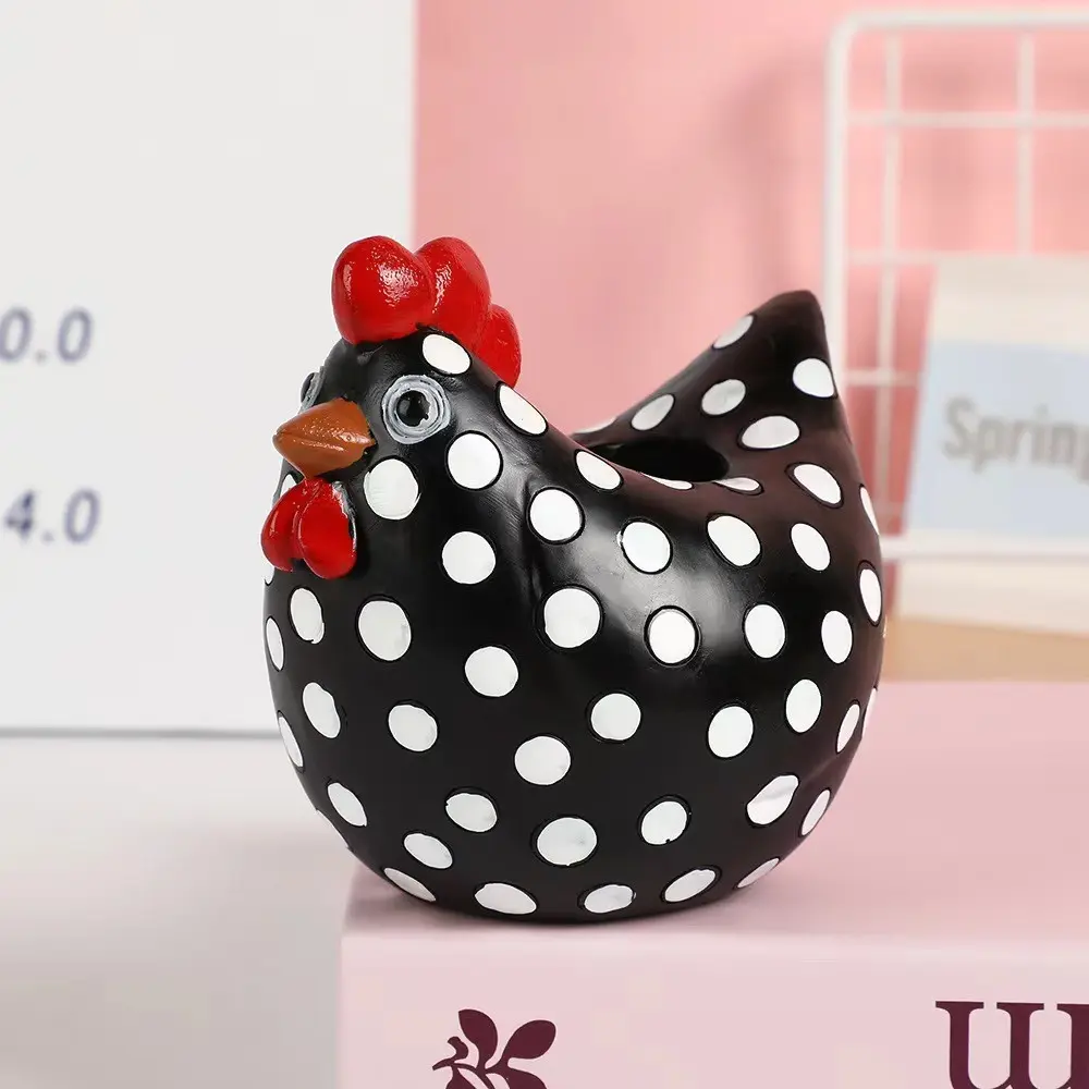 Chicken Chicken Spotted Hen Outdoor Chick Rooster Vase Decorative Garden Decoration Garden Accessories Resin Statue Garden Sculptures Statues for Indoor/outdoor Decor