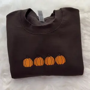 Orange pumpkins embroidered sweatshirt