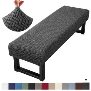 Stretch Jacquard Dining Bench Cover Living Room Anti-Dust Removable Bench Slipcover Washable Bench Seat Protector