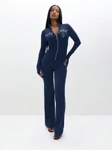 Women’s Zip Up Long Sleeve Top & Flare Leg Pants Set – Graphic Streetwear Outfit