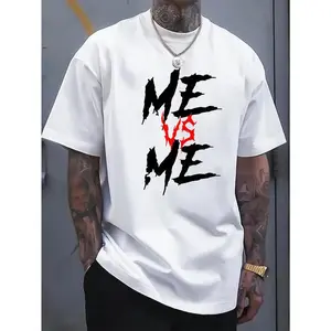 Oversized Printed T-Shirt Men's Summer Casual Short Sleeve Round Neck Loose Fit Cotton Top Menswear Geometric Pattern Funny Tshirt