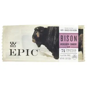 Epic Bar Bison Bar, Uncured Bacon + Cranberry, 1.3 oz (37 g)