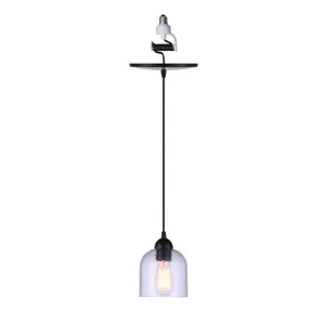 Matte Black Hammered Glass Instant Pendant Recessed Can Conversion Kit