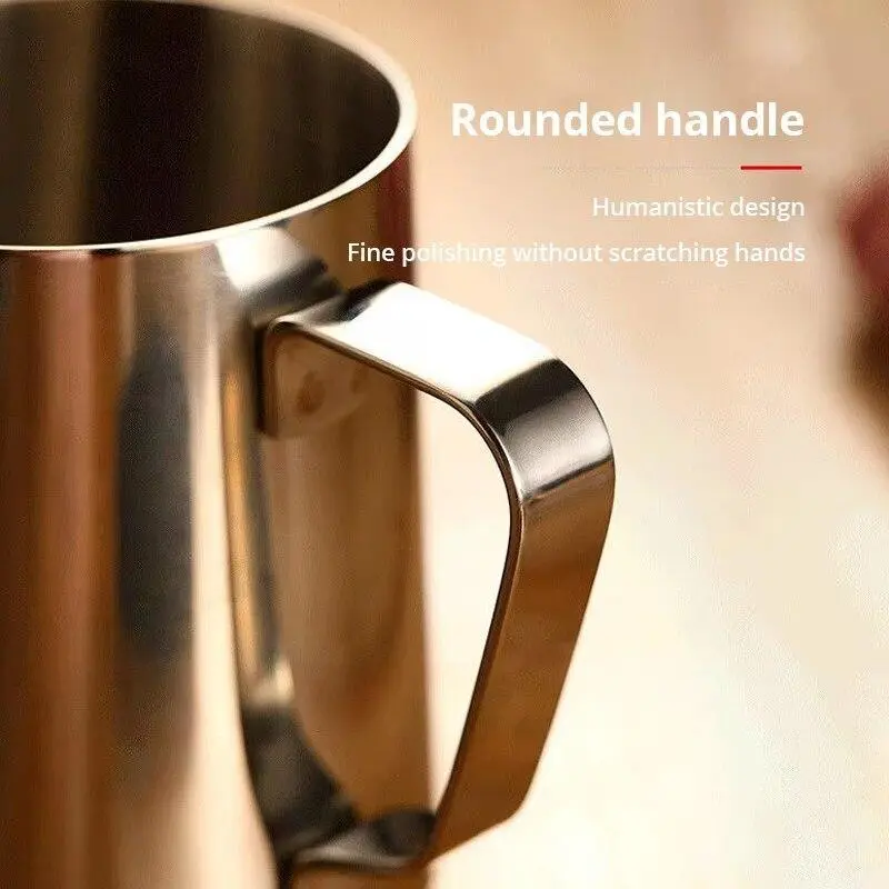 Stainless Steel Milk Frothing Pitcher Espresso Steaming Coffee Barista Latte Frother Cup Cappuccino Milk Jug Cream Froth Pitcher Handle Design