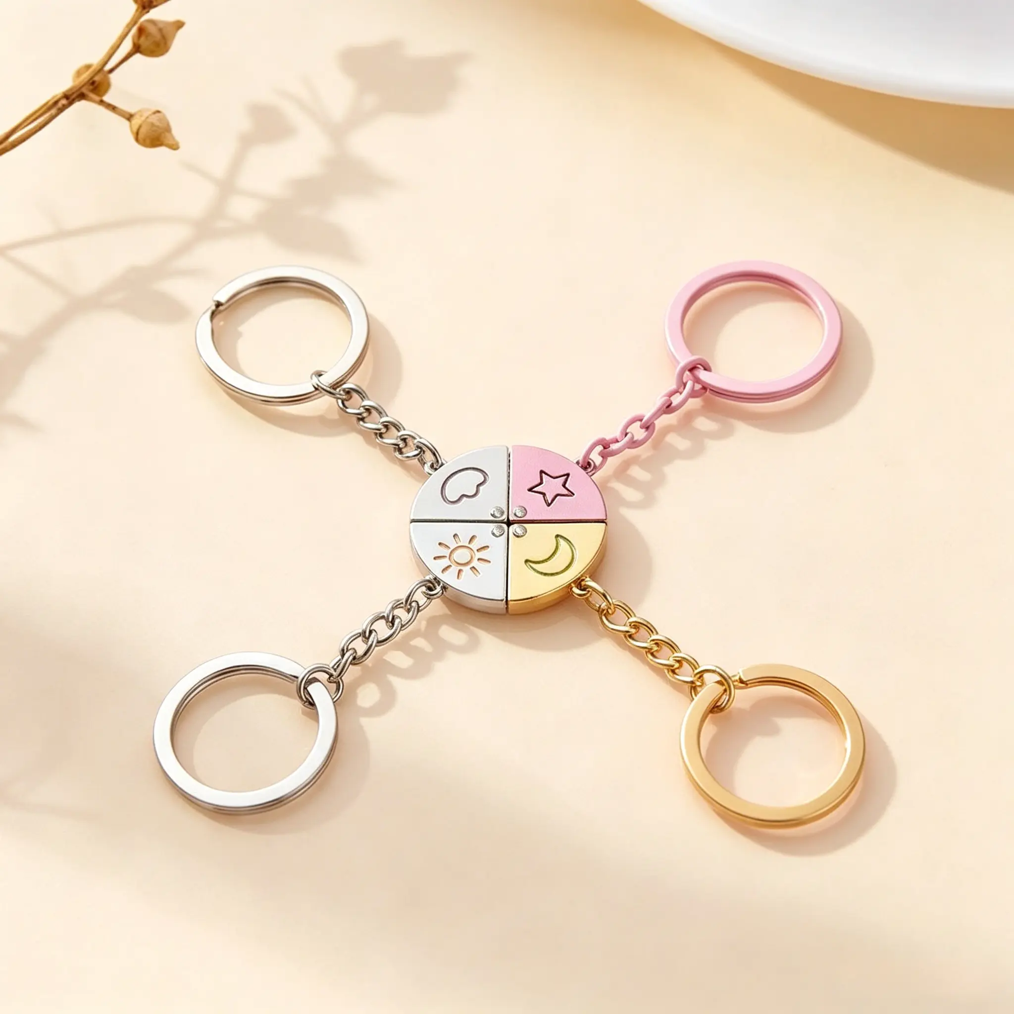 Women's Magnetic Colorful Sun-Moon-Star-Cloud 1-Pcs Casual Durable Keychain, Birthday Gifts Idea for Sister Anniversary Friendship BFF