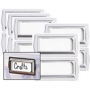 Self Adhesive Metal Bookplates for Books Cards 10 count Horizontal Clip Label Holders-Metal Drawer Tag Label Holder  Bookplates Metal Frame for Office Library Book File Cabinet Card Tag Label plate
