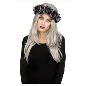 Floral Tiara Head Wreath - Black/Grey - Zombie - Costume Accessory - Adult
