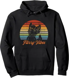 Retro Furry Fandom Furry Vibes - Cute OwO Fursuit Pullover Hoodie