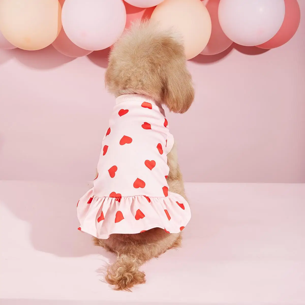 Heart Print Pet Dress, Comfortable Casual Style Pet Apparel for Small Dogs & Cats, Cute Pet Clothes for Party Holiday