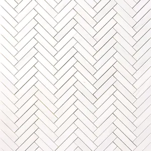 Bianco Dolomite Marble 1x4 Herringbone Mosaic Polished/Honed