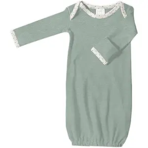 Softest Cotton Baby Pajama Gown with Foldover Mitten Cuffs for Infant Boy and Girl, Newborn, 0-3 Months