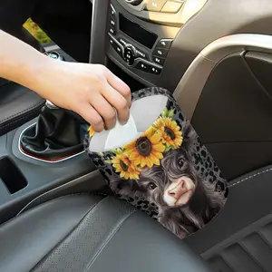 Automotive Garbage Cans Multipurpose Trash Bin for Car Sunflower-Cow-Leopard Pattern Car Trash Can Camping Beach Storage Bag Foldable Portable Automotive Interior Accessories Water proof