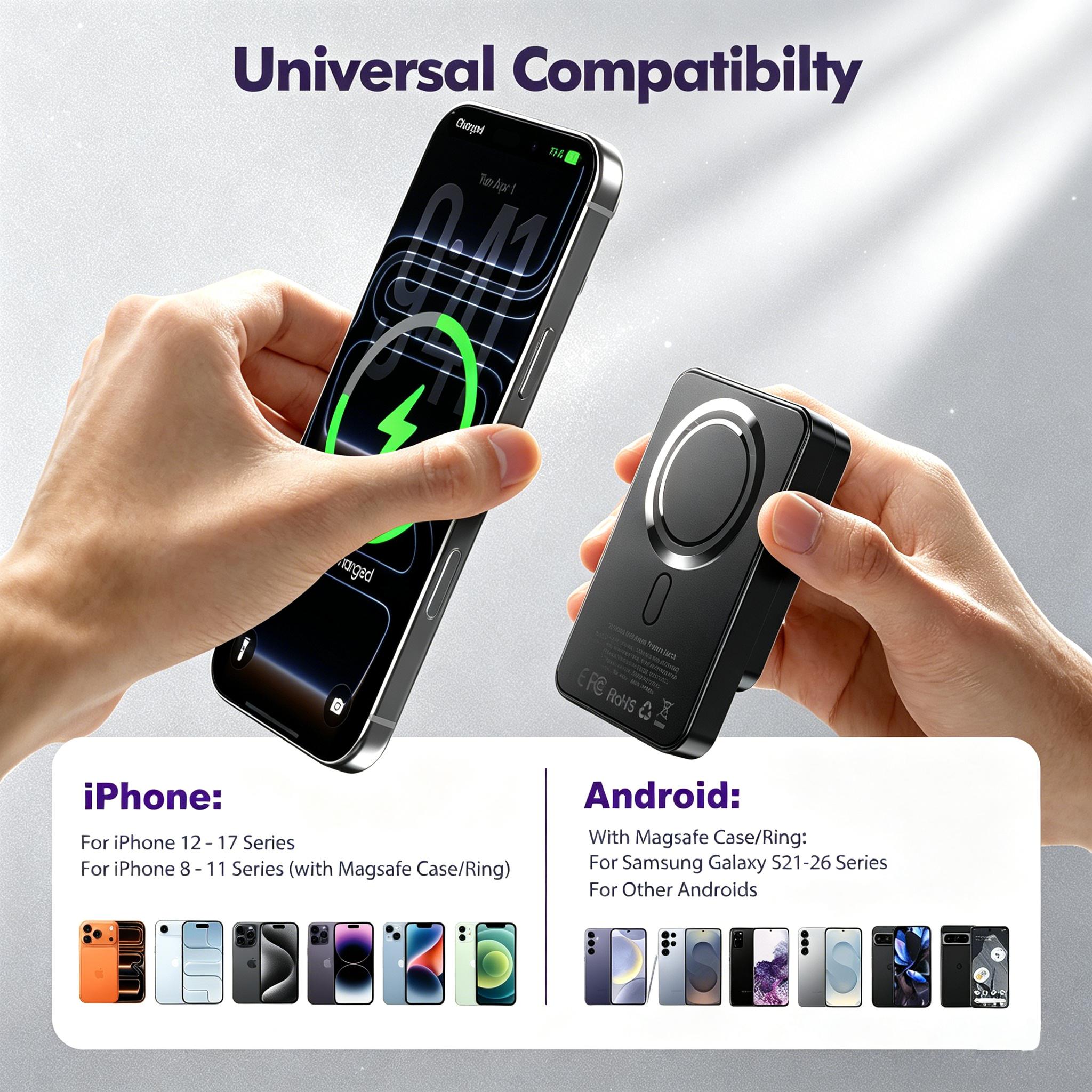 2026 Upgraded Digital Display 10000/5000mAh Magnetic Power Bank, MagSafe Wireless Charger with Gravity Stabilization - Landscape Viewing & Stand for iPhone 17/16/15/14/13/12 Pro Max, Portable Charger for Travel/Couch tiktokshopbacktoschool, Accessories, C