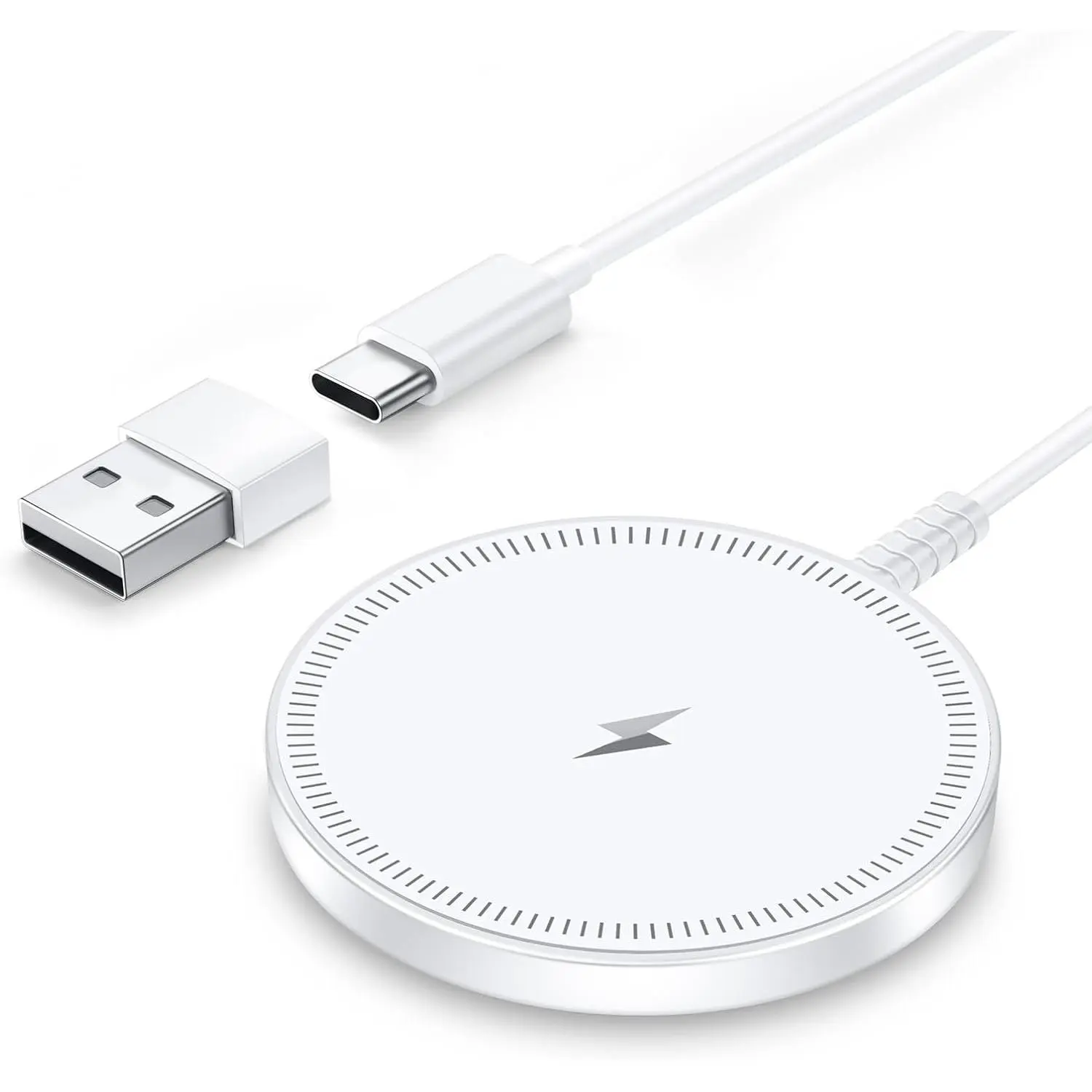 L-CGC003 Magnetic Wireless MagSafe Charger Adapter for iPhone 17/16/15/14/13/12 Series, AirPods Pro 4-2, Smartphone/Cellphone/Mobile Devices, Fast Charging Pad with Strong Magnet, Dual Ports, Case-Friendly, Lightweight for Travel & Home