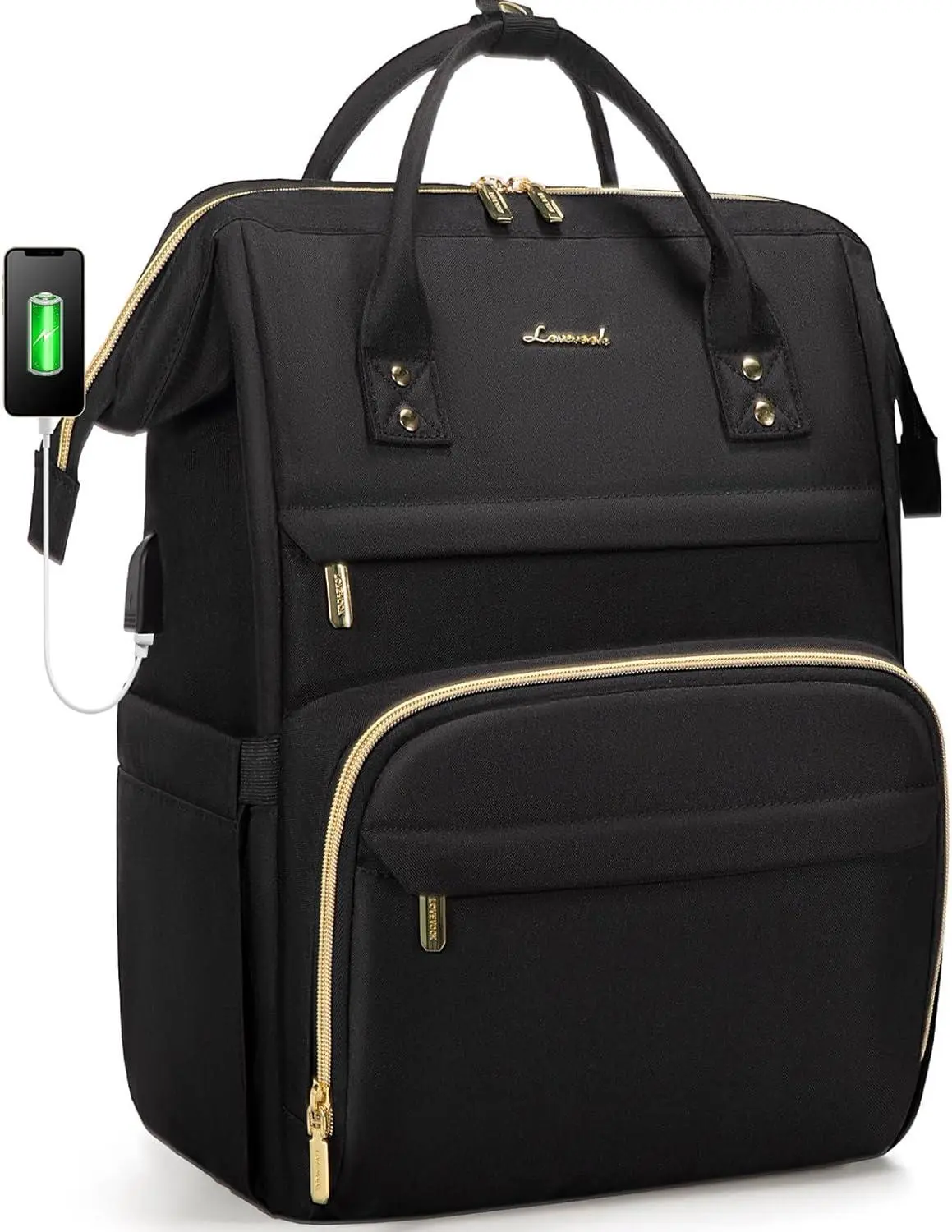 LOVEVOOK Women's 15.6 In Laptop Backpack, Waterproof Anti-Theft School/Work Bag with USB Charger Port, for Teachers/Nurses, Black