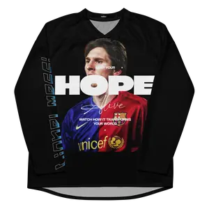 Messi Long Sleeve Medium Size Black Shirt with "HOPE" and "Keep Your Hope Alive" Text