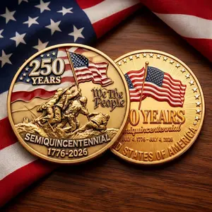 USA 250th Anniversary Commemorative Coin, Double-Sided Printed Coin 1776-2026, Semiquincentennial Challenge Coin, Patriotic Gift