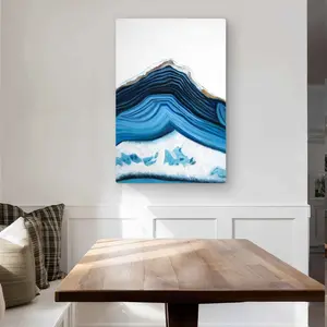 212 MAIN Aluminium Modern Metal Print Wall Art - 24x36 in, Vibrant Blue Geode Theme, Artistic Metal Finish, Minimalist Design Decor for Living Room