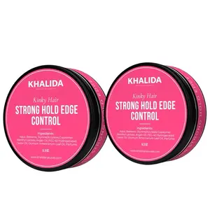 Khalida Kinky Hair Strong Hold Edge Control Gel for Haircare - 5.3 oz Smooth No Flaking No White Residue. Type 4 Hair approves
